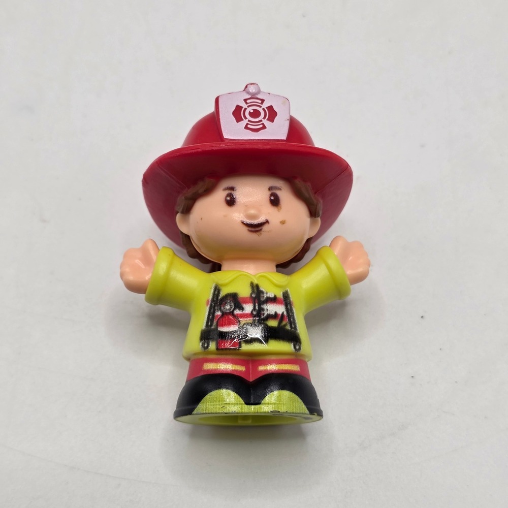 Fisher Price Little People Erika Firefighter Girl Red Hat Figure Toy